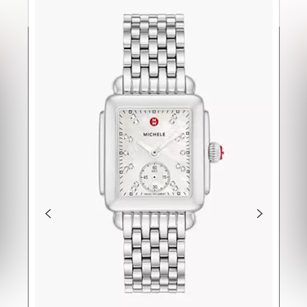 Michele Deco 18 Stainless Steel Diamond Detail Watch